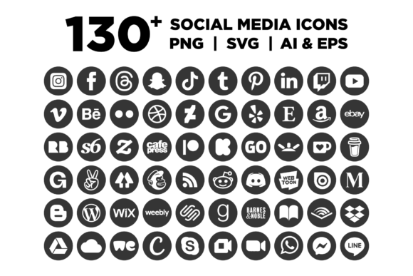Download Dark Gray Circle Social Media Icons Set - Circle Collection