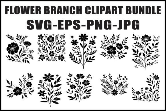 Download Vintage Flower Branch Vector Set - Vector Collection
