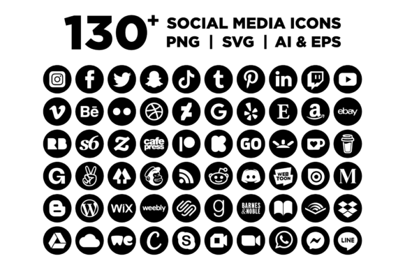 Download Black Circle Social Media Icons Set - Circle Collection