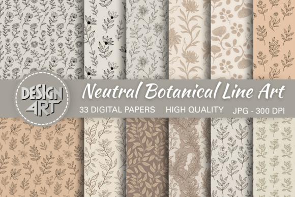 Download Neutral Botanical Line Art Pattern - Premium Resources