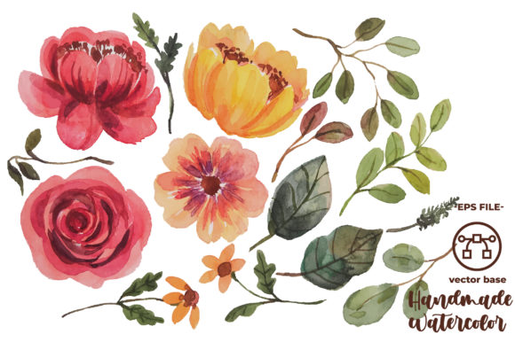 Download Watercolor Flower Elements Vector Design - Vector Collection
