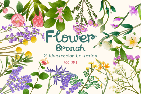 Download Flower Branch  Watercolor Collection - Flower branch Collection