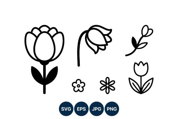 Download Simple Flower Line Art Vector - Vector Collection