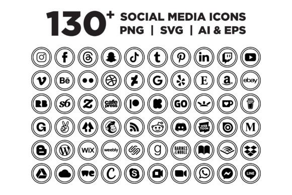 Download Circle Double Outline Social Media Icons - Circle Collection