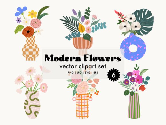 Download Modern Flowers Vector Clipart Set - Vector Collection